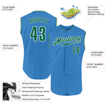 Load image into Gallery viewer, Custom Powder Blue Kelly Green-White Authentic Sleeveless Baseball Jersey