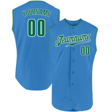 Load image into Gallery viewer, Custom Powder Blue Kelly Green-White Authentic Sleeveless Baseball Jersey