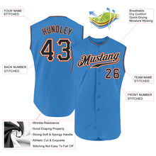 Load image into Gallery viewer, Custom Powder Blue Black-Orange Authentic Sleeveless Baseball Jersey