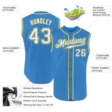 Load image into Gallery viewer, Custom Powder Blue White-Gold Authentic Sleeveless Baseball Jersey