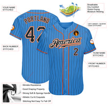 Load image into Gallery viewer, Custom Powder Blue Black Pinstripe Black-Orange Authentic Baseball Jersey
