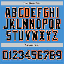 Load image into Gallery viewer, Custom Powder Blue Black Pinstripe Black-Orange Authentic Baseball Jersey