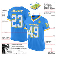 Charger l'image dans la galerie, Custom Powder Blue White-Gold Mesh Authentic Throwback Football Jersey