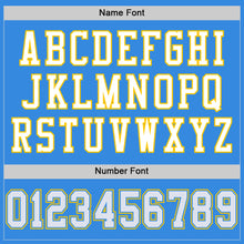 Charger l'image dans la galerie, Custom Powder Blue White-Gold Mesh Authentic Throwback Football Jersey