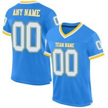 Charger l'image dans la galerie, Custom Powder Blue White-Gold Mesh Authentic Throwback Football Jersey