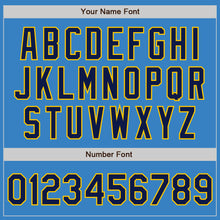 Load image into Gallery viewer, Custom Powder Blue Navy Gold-White Authentic Baseball Jersey