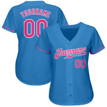 Load image into Gallery viewer, Custom Powder Blue Pink-White Authentic Baseball Jersey