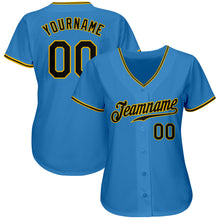 Load image into Gallery viewer, Custom Powder Blue Black-Gold Authentic Baseball Jersey