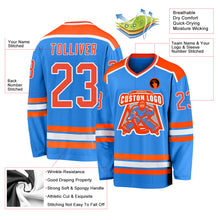 Load image into Gallery viewer, Custom Powder Blue Orange-White Hockey Jersey