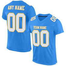 Charger l'image dans la galerie, Custom Powder Blue White-Gold Mesh Authentic Football Jersey