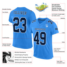 Charger l'image dans la galerie, Custom Powder Blue Navy-White Mesh Authentic Football Jersey