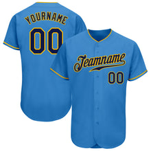 Load image into Gallery viewer, Custom Powder Blue Navy-Gold Authentic Baseball Jersey