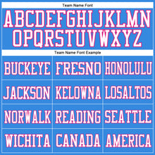 Load image into Gallery viewer, Custom Powder Blue Hot Pink-White Mesh Authentic Football Jersey