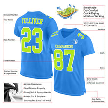 Charger l'image dans la galerie, Custom Powder Blue Neon Green-White Mesh Authentic Football Jersey
