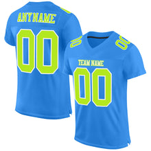 Charger l'image dans la galerie, Custom Powder Blue Neon Green-White Mesh Authentic Football Jersey