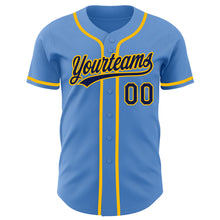 Load image into Gallery viewer, Custom Powder Blue Navy-Gold Authentic Baseball Jersey