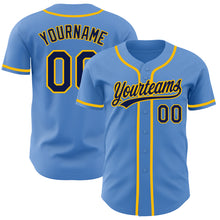 Load image into Gallery viewer, Custom Powder Blue Navy-Gold Authentic Baseball Jersey