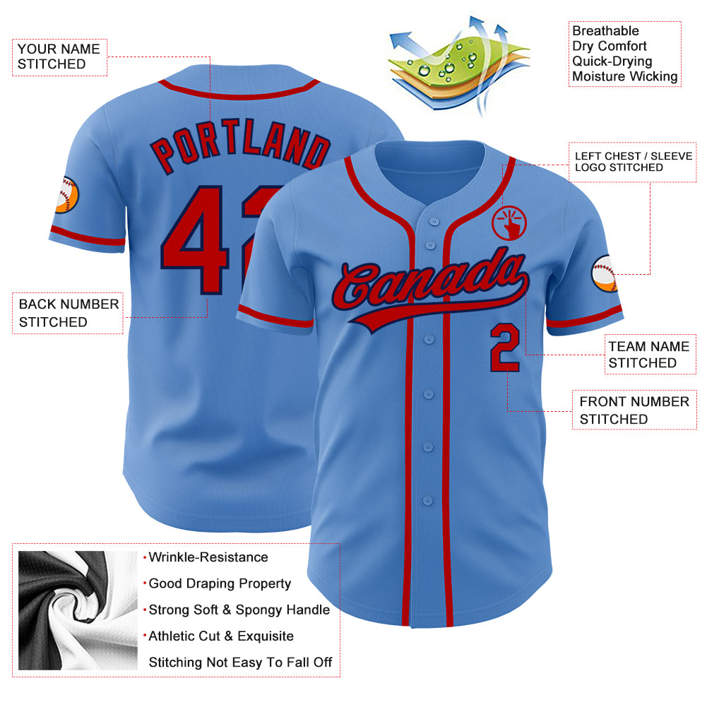 Cheap Custom Powder Blue Red-Navy Authentic Baseball Jersey Free Shipping –  CustomJerseysPro