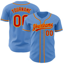 Load image into Gallery viewer, Custom Powder Blue Red-Gold Authentic Baseball Jersey