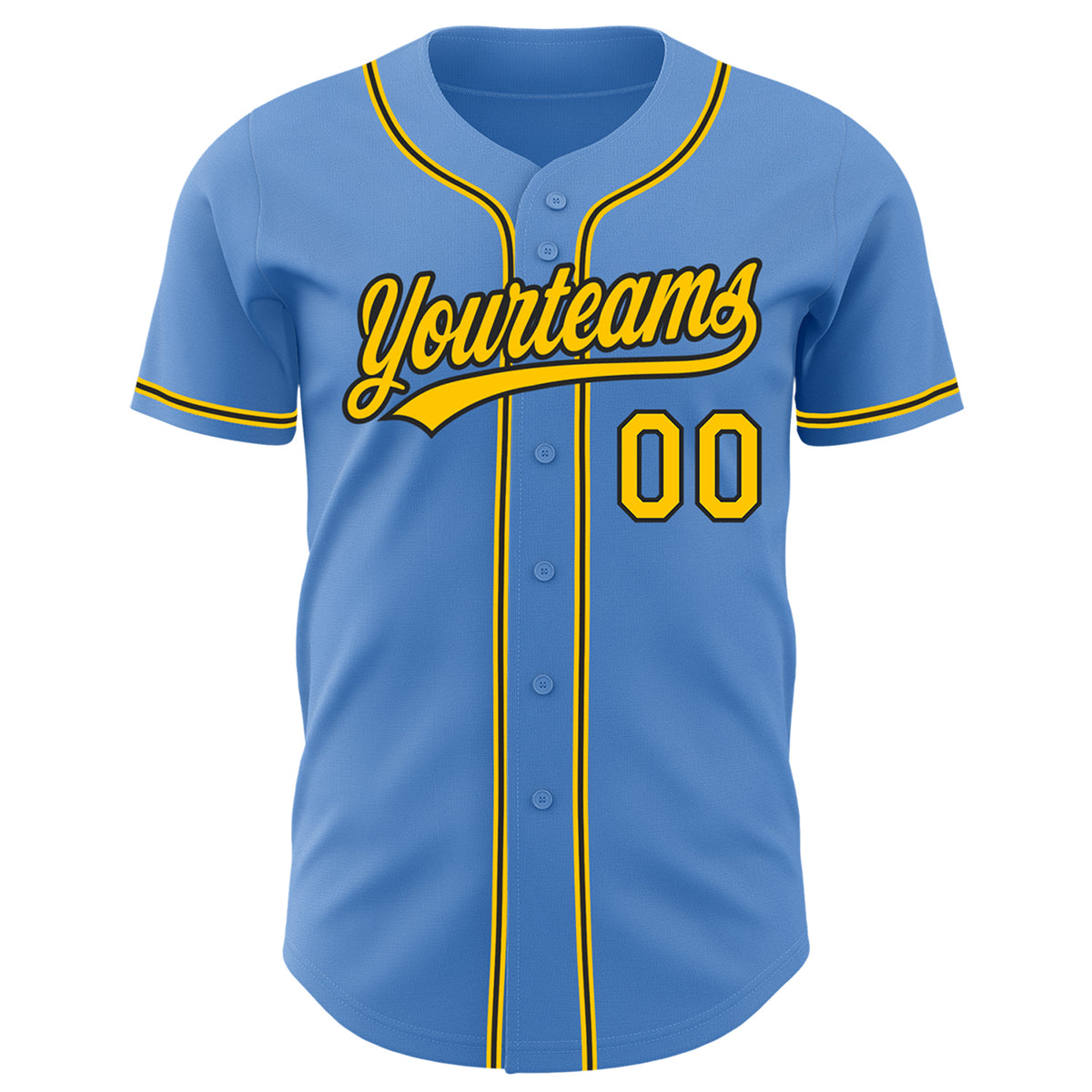 Cheap Custom Powder Blue Yellow-Black Authentic Baseball Jersey
