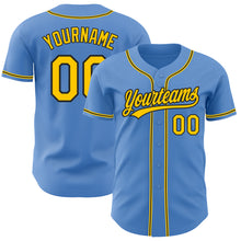 Load image into Gallery viewer, Custom Powder Blue Yellow-Black Authentic Baseball Jersey