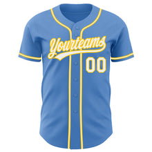 Load image into Gallery viewer, Custom Powder Blue White-Yellow Authentic Baseball Jersey