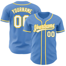 Load image into Gallery viewer, Custom Powder Blue White-Yellow Authentic Baseball Jersey