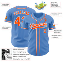 Load image into Gallery viewer, Custom Powder Blue Orange-White Authentic Baseball Jersey