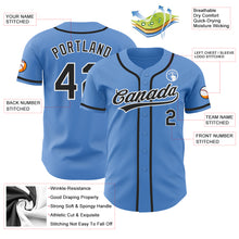Load image into Gallery viewer, Custom Powder Blue Black-White Authentic Baseball Jersey
