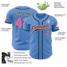 Load image into Gallery viewer, Custom Powder Blue Pink-Black Authentic Baseball Jersey