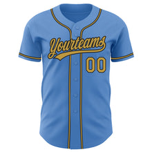Load image into Gallery viewer, Custom Powder Blue Old Gold-Black Authentic Baseball Jersey
