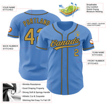 Load image into Gallery viewer, Custom Powder Blue Old Gold-Black Authentic Baseball Jersey