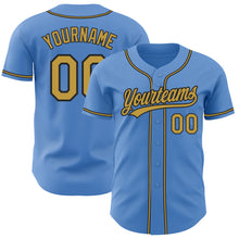 Load image into Gallery viewer, Custom Powder Blue Old Gold-Black Authentic Baseball Jersey