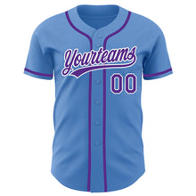 Load image into Gallery viewer, Custom Powder Blue Purple-White Authentic Baseball Jersey
