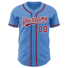 Load image into Gallery viewer, Custom Powder Blue Crimson-White Authentic Baseball Jersey

