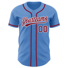 Load image into Gallery viewer, Custom Powder Blue Crimson-White Authentic Baseball Jersey