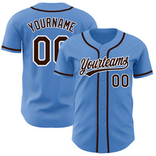 Load image into Gallery viewer, Custom Powder Blue Brown-White Authentic Baseball Jersey