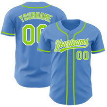 Load image into Gallery viewer, Custom Powder Blue Neon Green-White Authentic Baseball Jersey