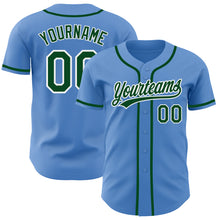 Load image into Gallery viewer, Custom Powder Blue Green-White Authentic Baseball Jersey