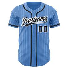 Загрузить изображение в средство просмотра галереи, Custom Powder Blue White Pinstripe Black Authentic Baseball Jersey