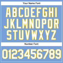 Charger l'image dans la galerie, Custom Powder Blue White Pinstripe Yellow Authentic Baseball Jersey