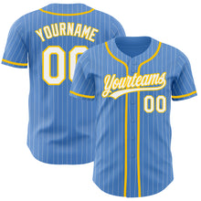 Charger l'image dans la galerie, Custom Powder Blue White Pinstripe Yellow Authentic Baseball Jersey