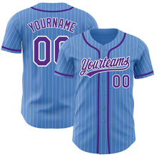 Charger l'image dans la galerie, Custom Powder Blue White Pinstripe Purple Authentic Baseball Jersey