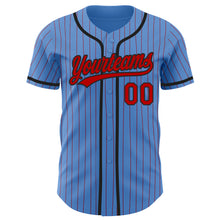 Загрузить изображение в средство просмотра галереи, Custom Powder Blue Red Pinstripe Black Authentic Baseball Jersey