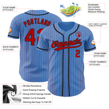 Load image into Gallery viewer, Custom Powder Blue Red Pinstripe Black Authentic Baseball Jersey
