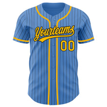 Загрузить изображение в средство просмотра галереи, Custom Powder Blue Black Pinstripe Gold Authentic Baseball Jersey