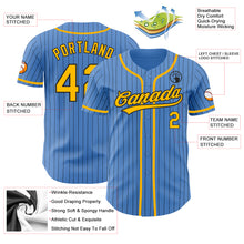 Загрузить изображение в средство просмотра галереи, Custom Powder Blue Black Pinstripe Gold Authentic Baseball Jersey