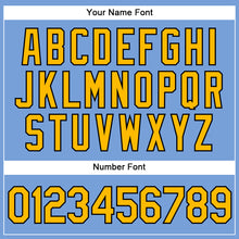 Загрузить изображение в средство просмотра галереи, Custom Powder Blue Black Pinstripe Gold Authentic Baseball Jersey