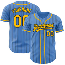 Загрузить изображение в средство просмотра галереи, Custom Powder Blue Black Pinstripe Gold Authentic Baseball Jersey