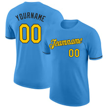 Load image into Gallery viewer, Custom Powder Blue Yellow-Black Performance T-Shirt